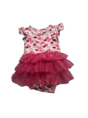 Milkberry Lips Print Tulle Tiered Bodysuit Size 3-6 Months